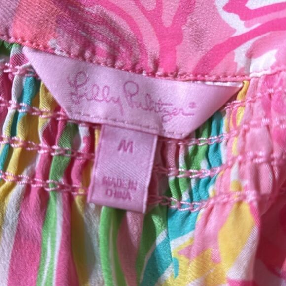 Lilly Pulitzer Elsa all nighter 100% silk colorful vibrant swirl artsy top - Picture 8 of 8